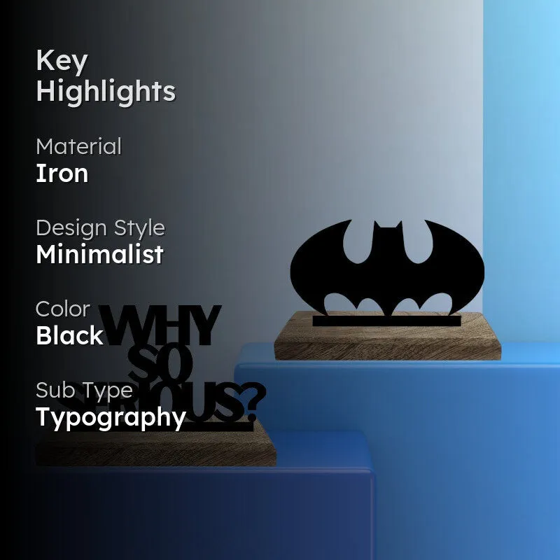 Dark Knight's Playful Pursuit Typography Showpiece - Set Of Two media 2