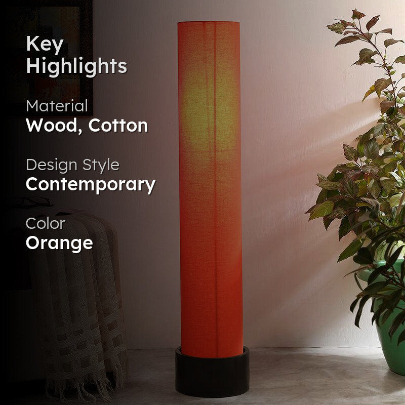 Neila Wooden Tower Floor Lamp - Orange media 2