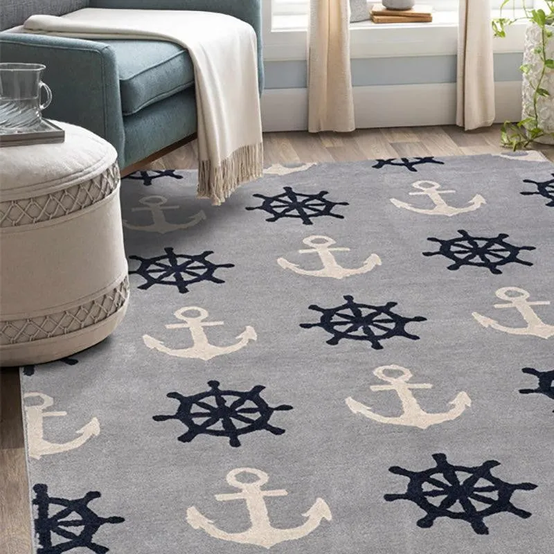 Anchors Hand Tufted Aweigh Kids Wool & Nylon Carpet - Blue media 3