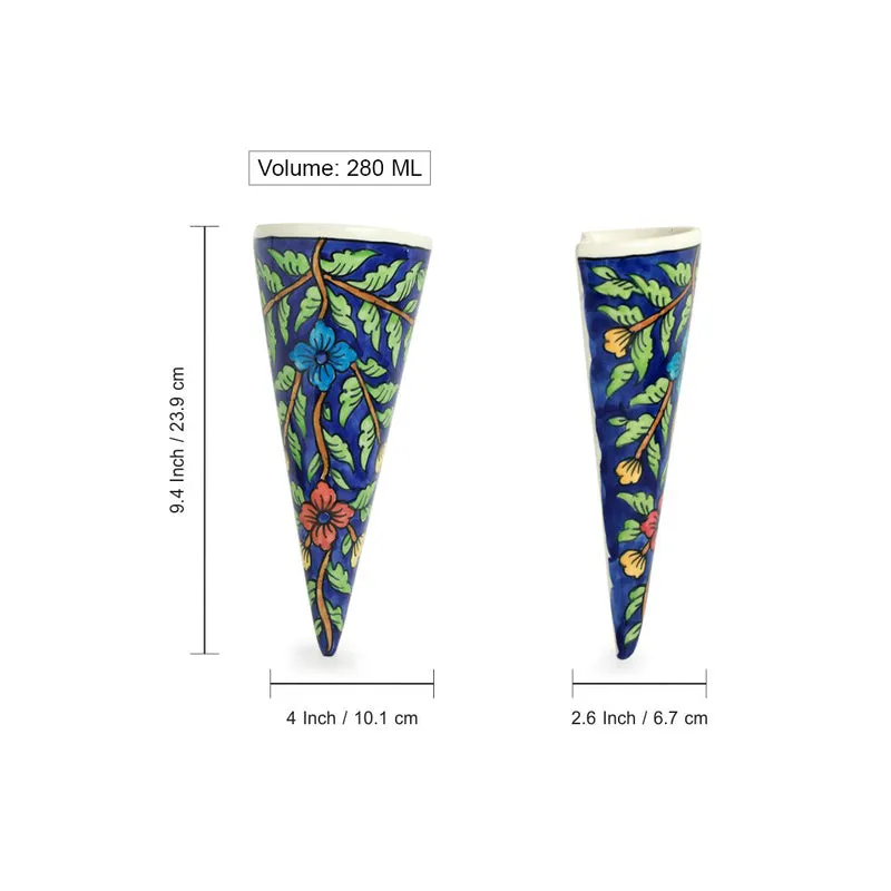 Flora Cone Handpainted Wall Planter - Set Of Two media 8