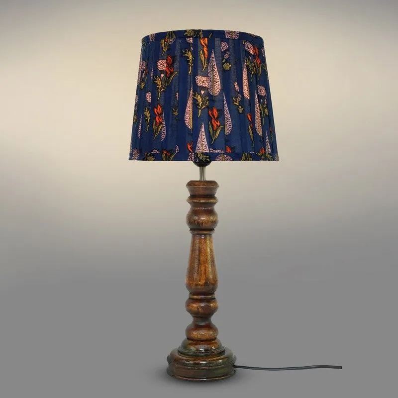 Indigo Whisper Wooden Base Cotton Table Lamp - Multicolor media 4