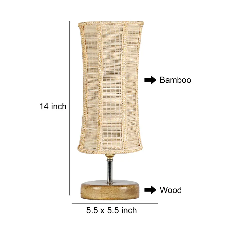 Hisha Nova Wooden Table Lamp With Bamboo Shade - Beige,Brown media 6