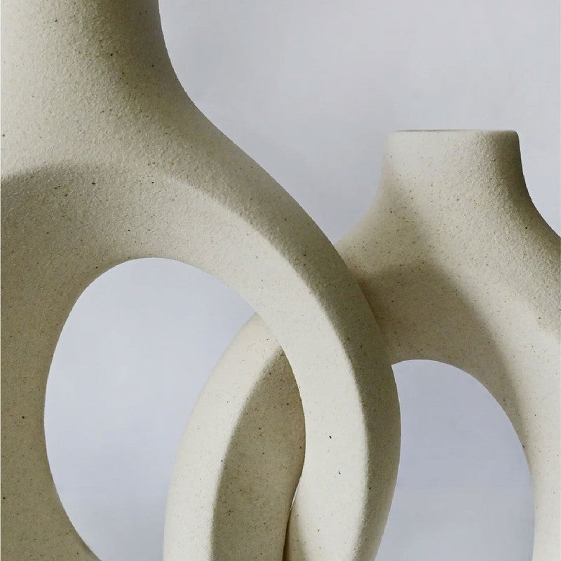 Harmony Loop Sculptural Ceramic Vase Set (White) - Set Of Two media 6