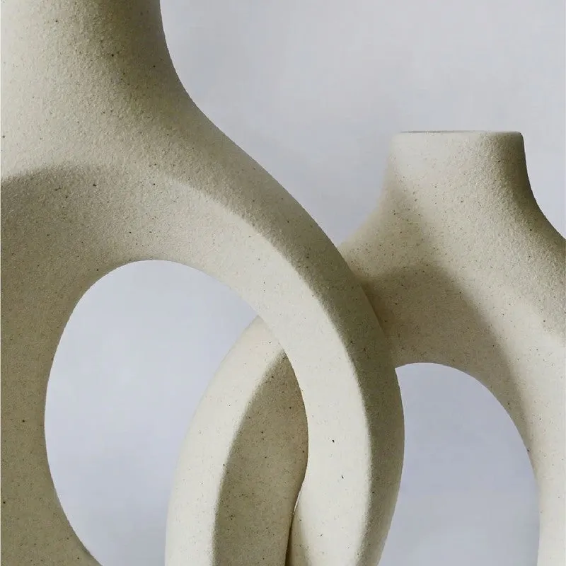 Harmony Loop Sculptural Ceramic Vase Set (White) - Set Of Two media 6