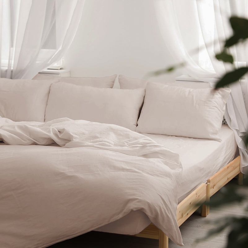 Maison Solid Cotton Bedsheet (Beige) - 200 TC media 6
