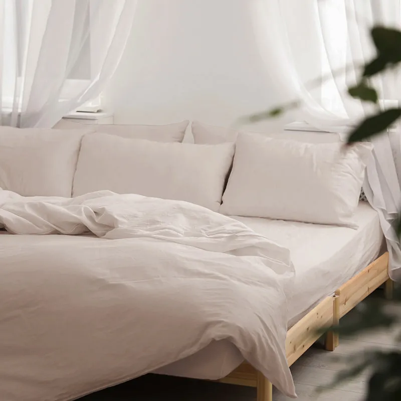Maison Solid Cotton Bedsheet (Beige) - 200 TC media 6
