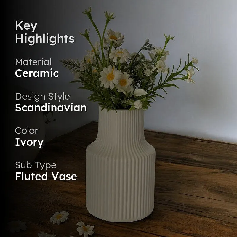 Petal Prose Ceramic Vase - White media 2