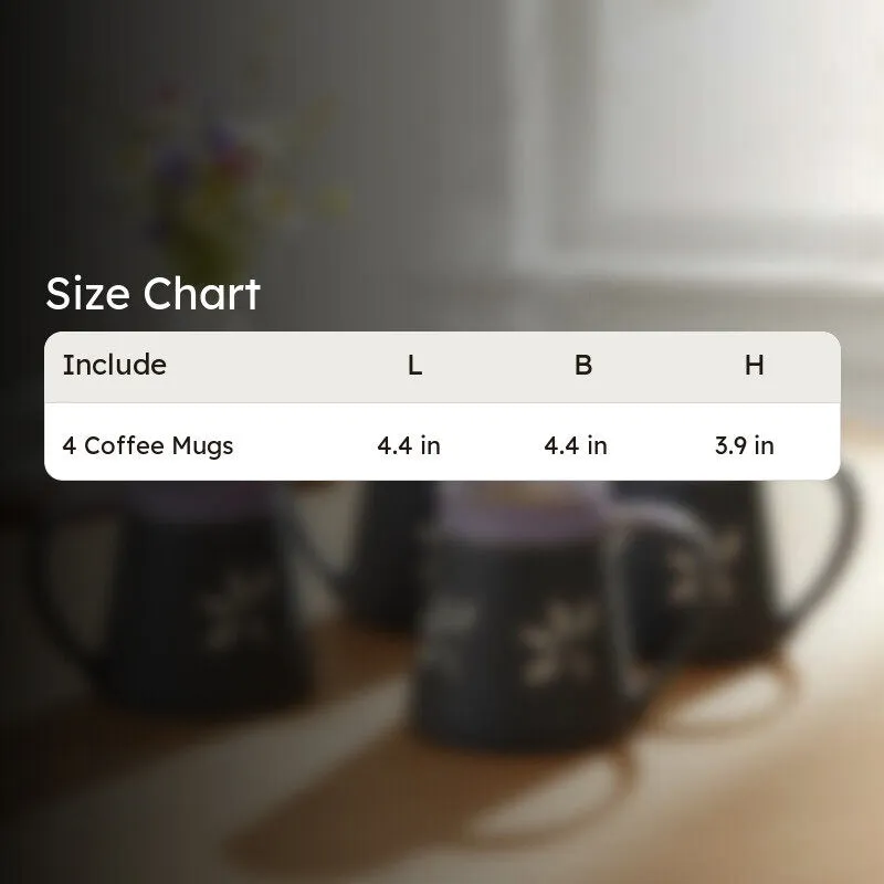 Ceramic Ceramic Coffee Mug (270 mL Each,Grey,Black) - Set Of Four media 7