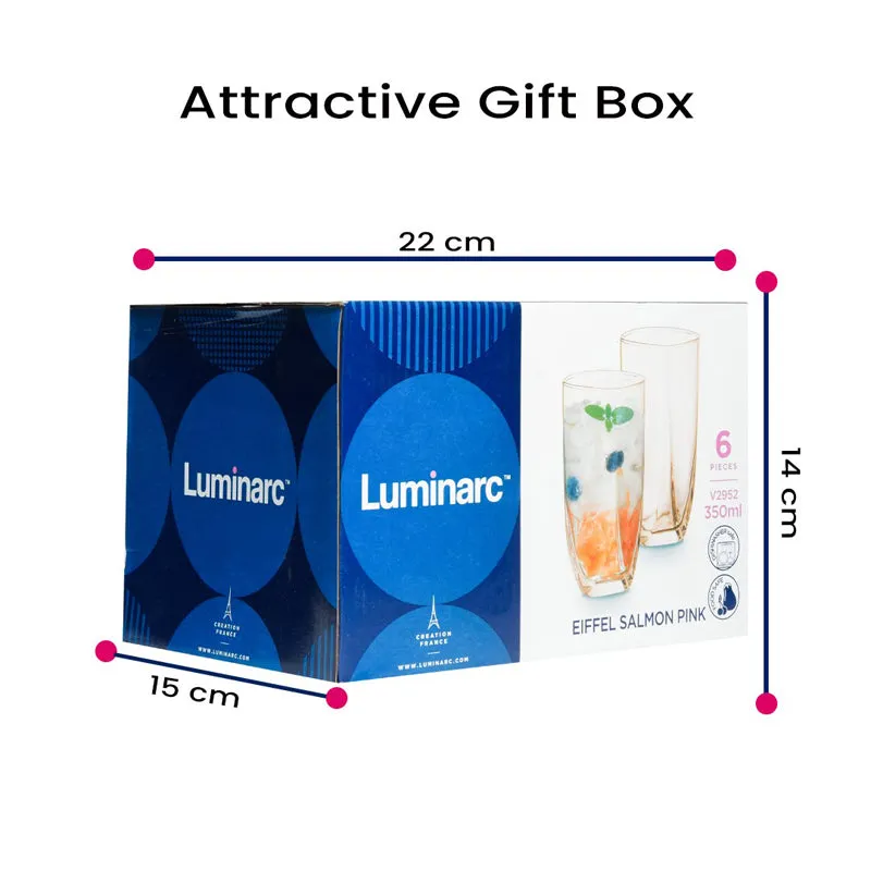 Luminarc Eiffel Glass (350 mL/Salmon Pink) - Set Of Six media 7