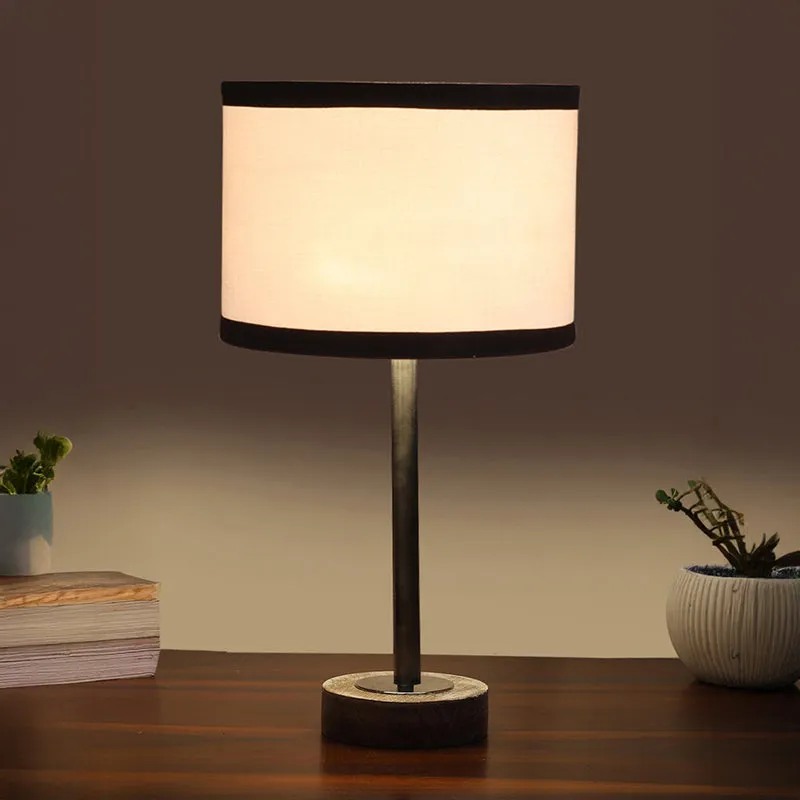 Cotin I Stripe Rodin Wooden Table Lamp - White,Silver media 1