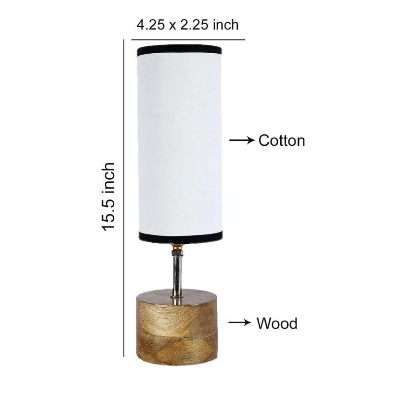 Rustic Wood & Fabric Table Lamp - White,Black media 7