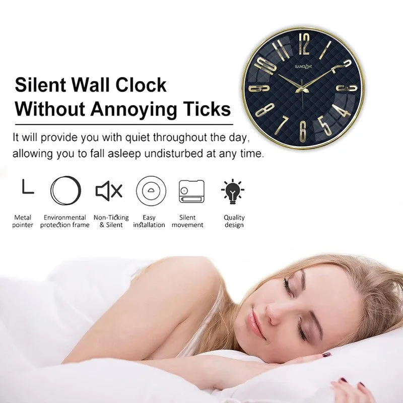 Elite Numeric Plastic Wall Clock - Blue & Gold media 6