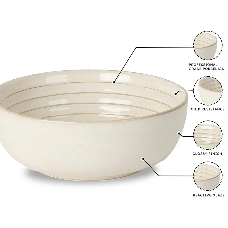 Lilyvein Porcelain Serving Bowl (Ivory/1000 mL) - Set Of Two media 5