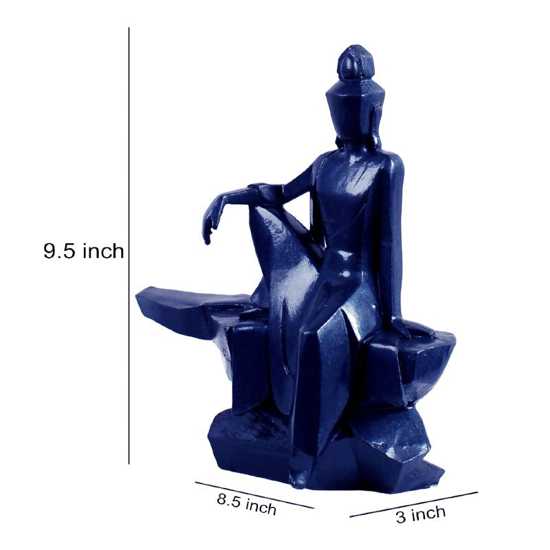 Buddha Glory Polyresin Showpiece - Blue media 5