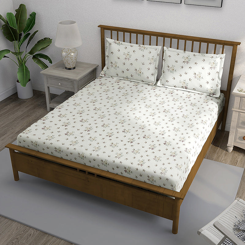 Swayam Florenca Floral Cotton Bedsheet (Brown) - 250 TC media 3
