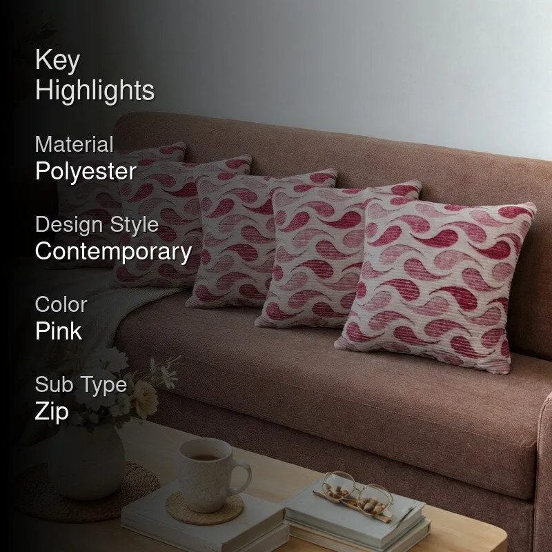 FloralDreamline Cushion Cover (Pink) - Set Of Five media 2