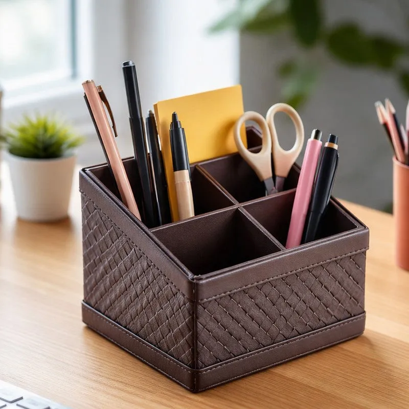 AarviDecor TaskTidy Faux Leather Desk Organizer media 4