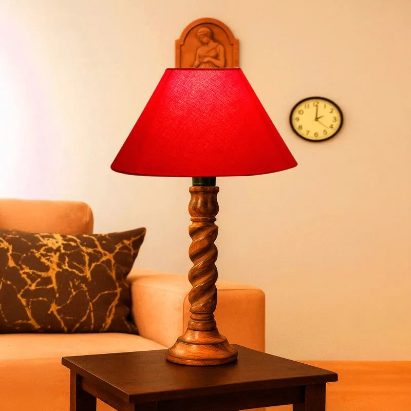 Elvane Elora Wooden Table Lamp - Red media 3