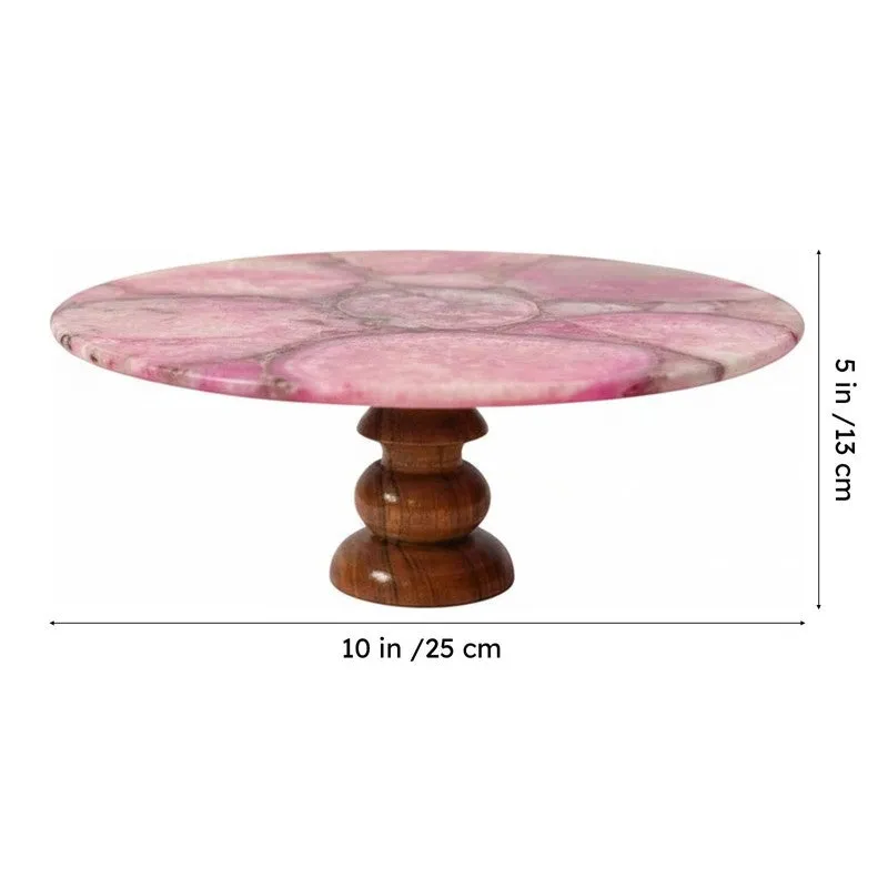 Emora Handcrafted Agate Cake Stand - Pink media 6
