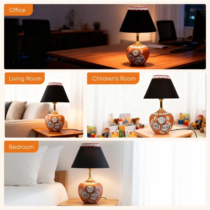 Parva Handcrafted Terracotta Table Lamp - Multicolor media 8