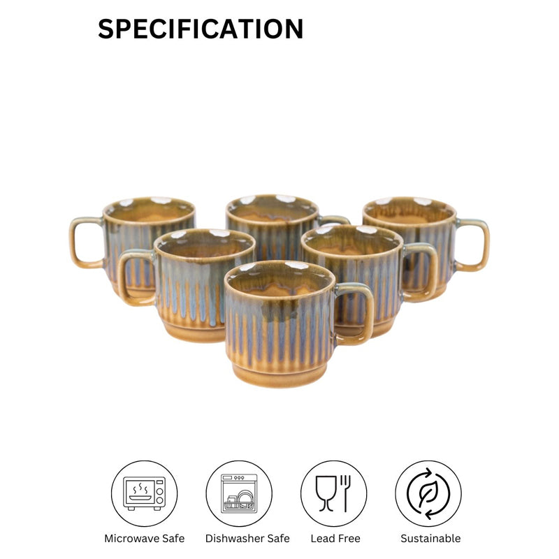Cerava Ceramic Tea Cup (150 mL Each) -  Set of Six media 7