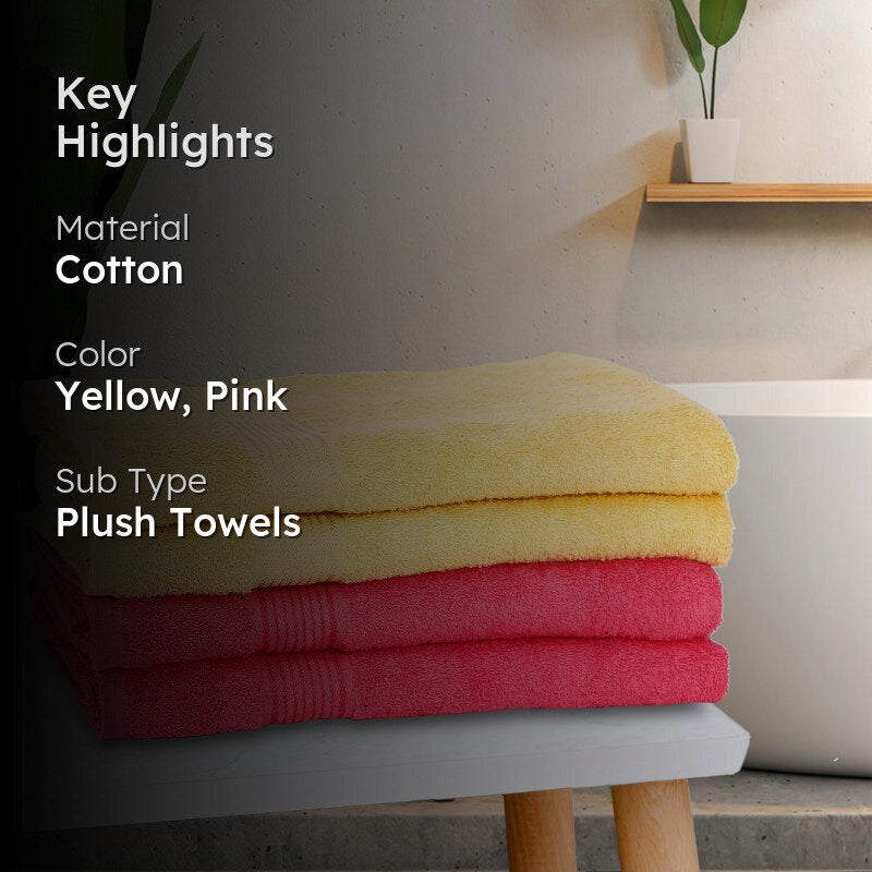Bodil Bath Towel (Yellow & Pink) - Set Of Four media 2