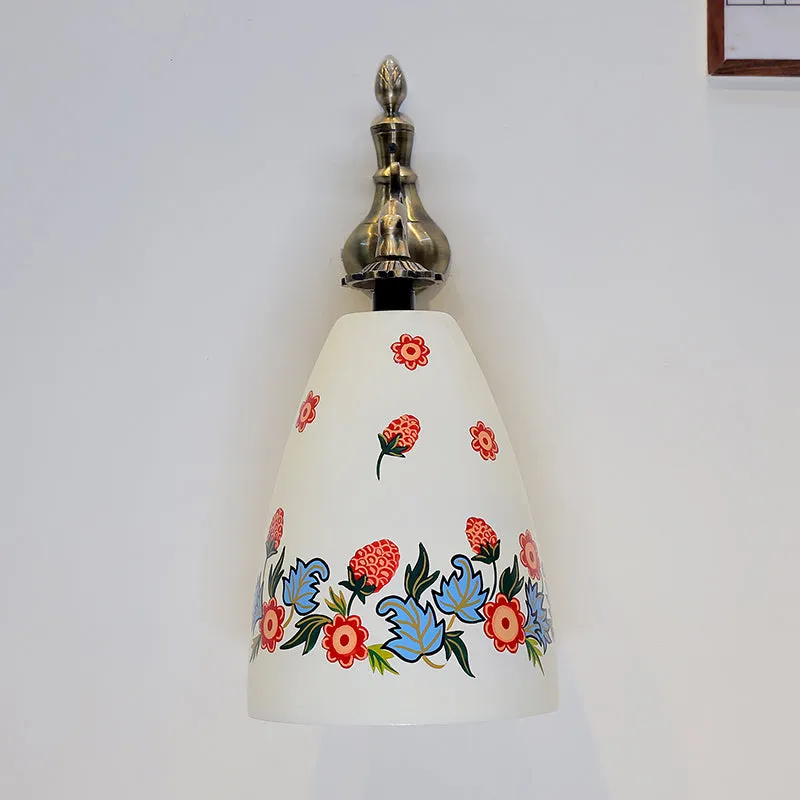 Antique Blossom Hand Painted Wall Lamp media 5