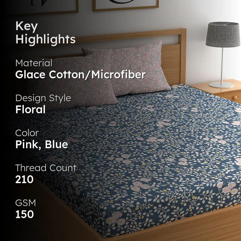 Blooming Nebulae Floral Microfiber Microfiber Bedsheet - 150 GSM media 2