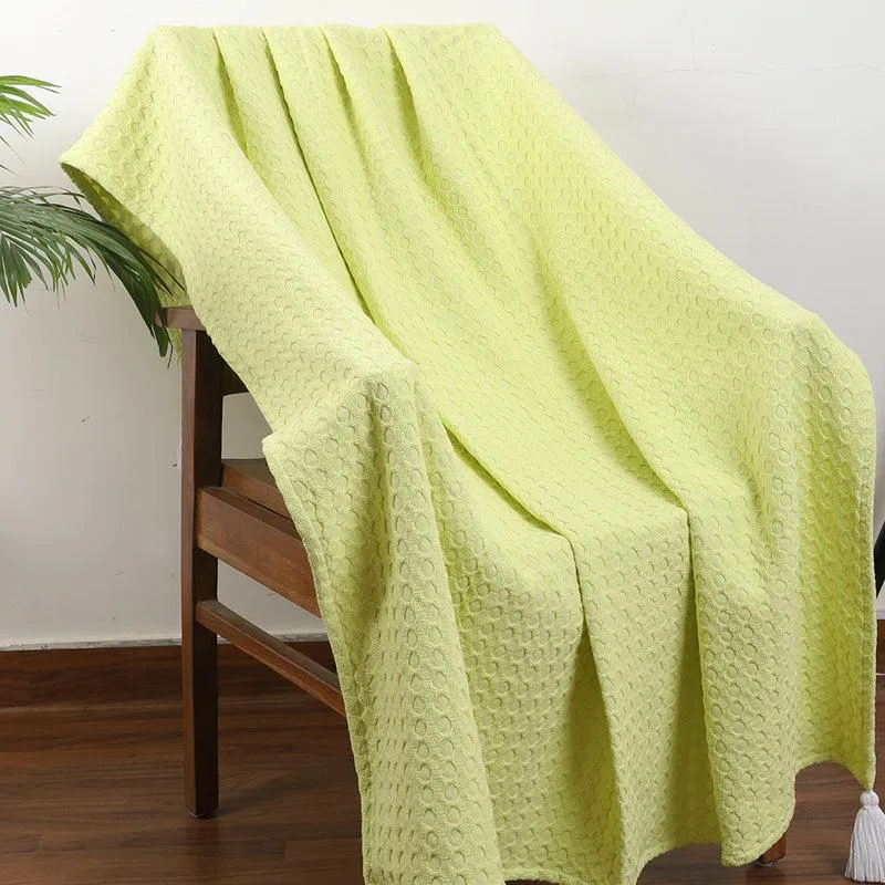 Tender Loom Knitted Cotton Throw - Lime Green media 1