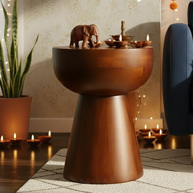 Mushroom Pedestal Acacia Wood Coffee Table media 3