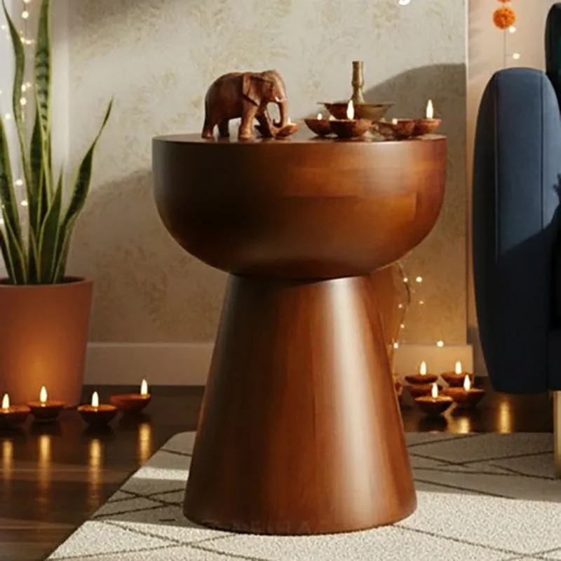 Mushroom Pedestal Acacia Wood Coffee Table media 3