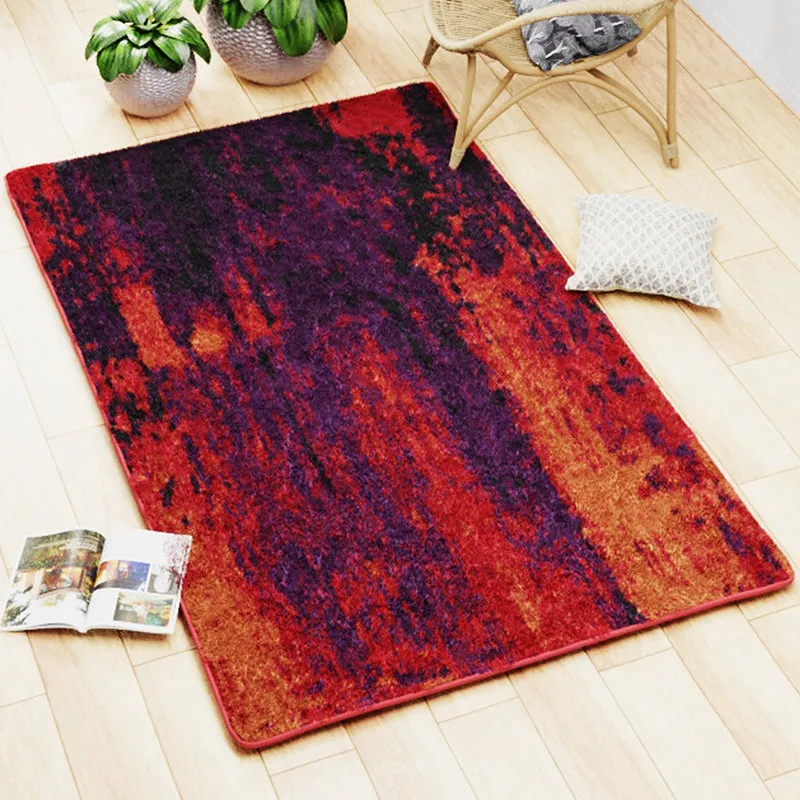 Baird Abstract Micro Fiber Area Rug - Purple & Orange media 3