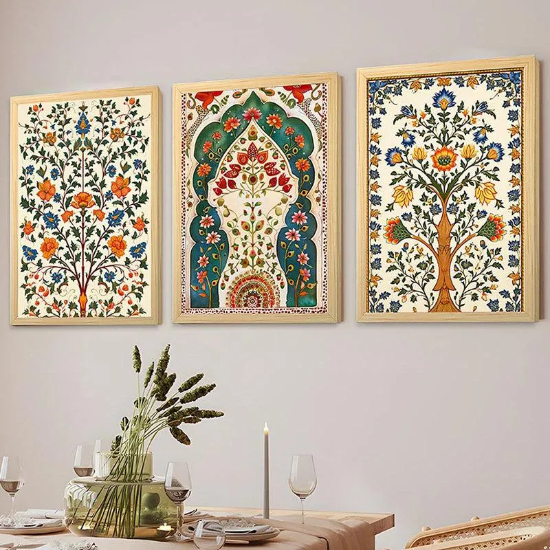 Dilkash Mughal Wall Art With Frame (Yellow) - Set Of Three media 6