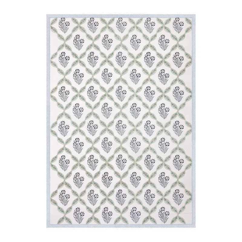 Malati I Cotton Bedsheet (Grey, Blue) - 180 TC media 4