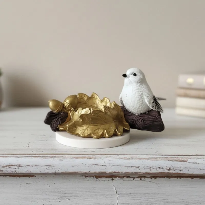 Leaf Bird Resin Tea Light Candle Holder - Gold media 6