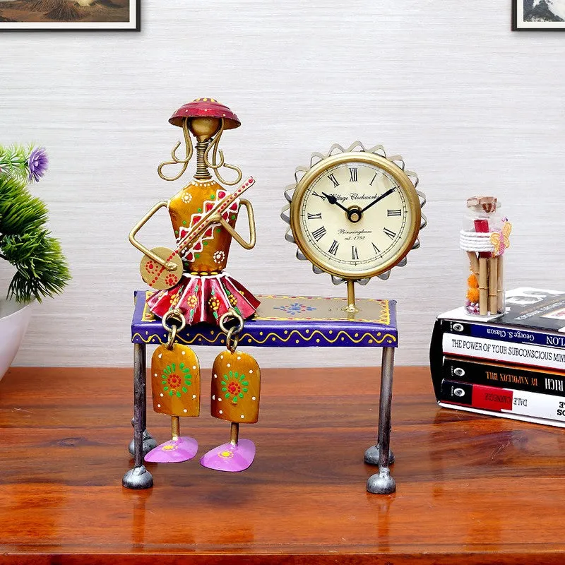 Handcrafted Artistic  Metal Table Clock media 1