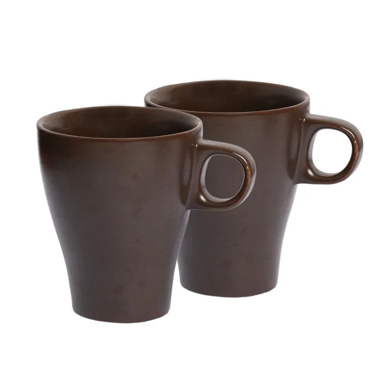 Ceramic Ceramic Coffee Mug (300 mL Each,Brown,Grey) - Set Of Two media 3