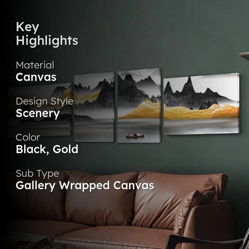 Golden Lava Mountains Wall Art - Set Of Four media 2