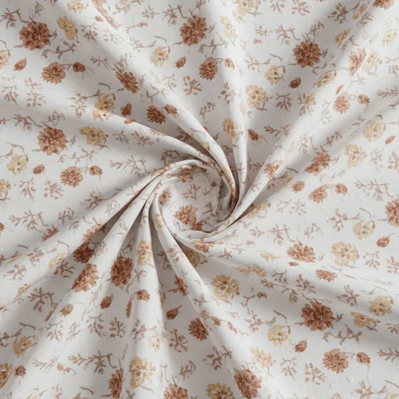 Mudra Floral Cotton Bedsheet (Brown,Grey) - 180 TC media 5