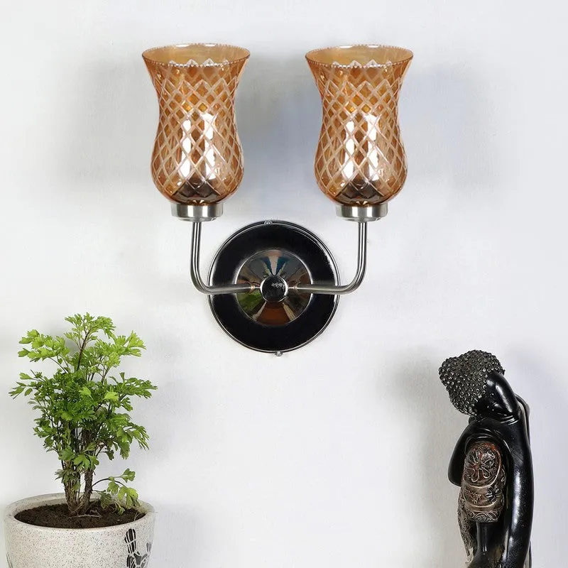 Honey Glow Silver Base Decorative Glass Wall Lamp media 3