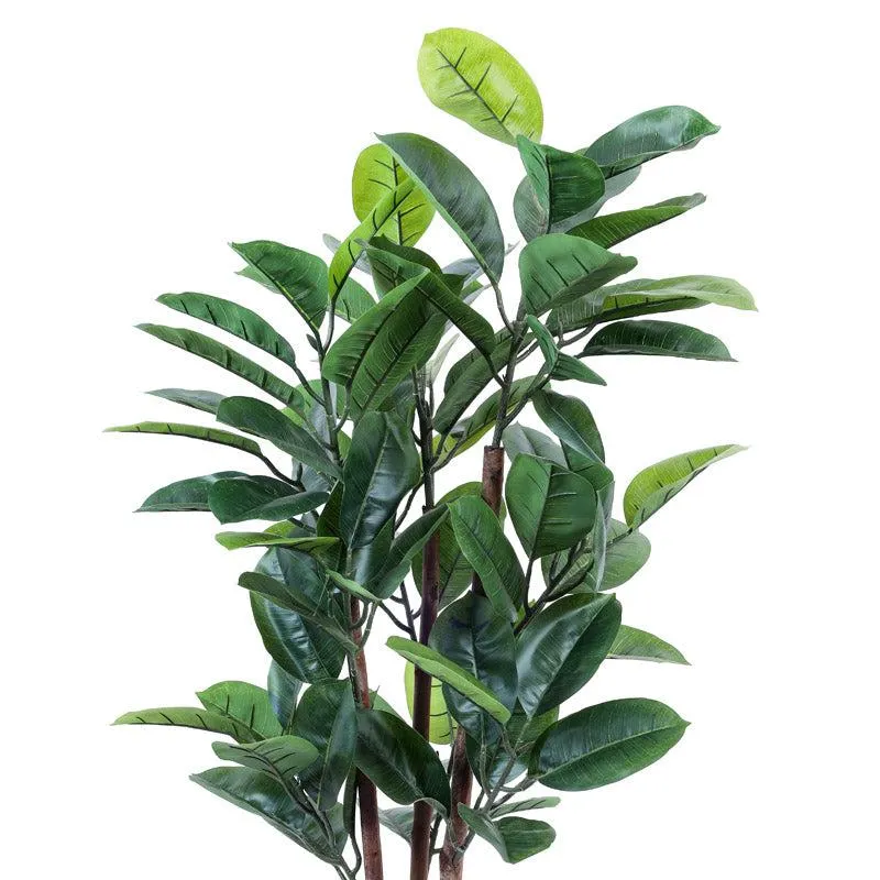 Artificial Realistic Rubber Tree With Black Plastic Pot - 3.9 Feet media 4