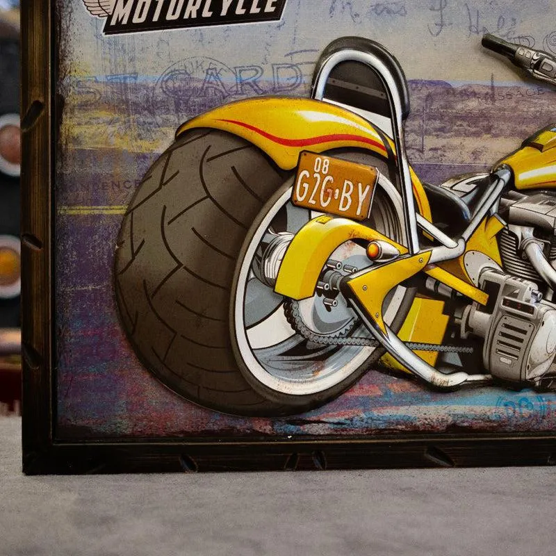 Motorcycle Chopper Retro Metal Wall Accent media 4