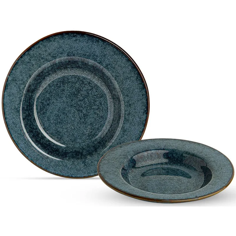 Azure Stone Ceramic Pasta Plate (Blue) - Set Of Two media 3