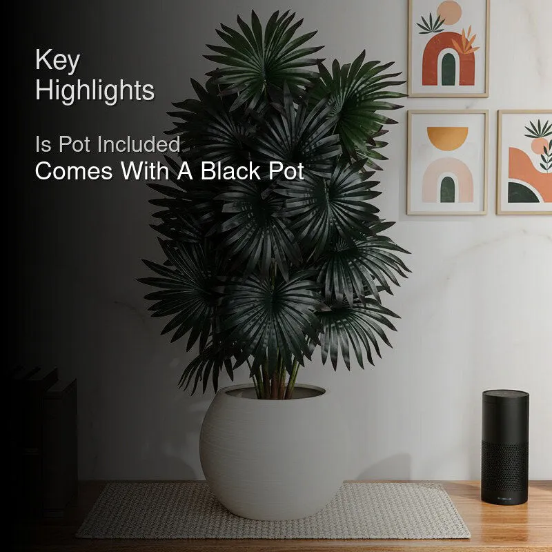 Faux Everlasting Areca Plant With Black Plastic Pot - 79 cm (2.6 ft) media 2