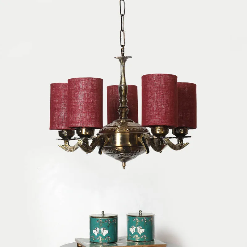 Glacia Cylindrical Golden Antique Ceiling Lamp media 2