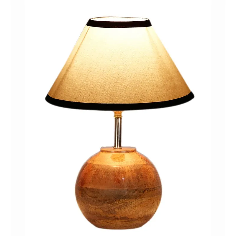 Auryon Cotton Table Lamp With Wooden Base - White media 6