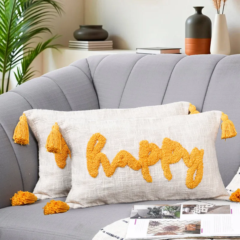 Happy Scrawl Tufted Cushion Cover Set - Set Of Two media 1