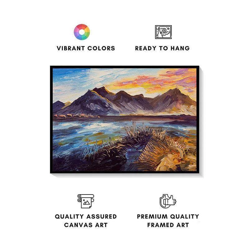 Mountains and Sunset Canvas Painting - Black Frame media 4