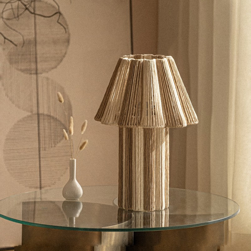 Orange Tree Kenji Mild Steel Table Lamp Conical - White,Brown media 2