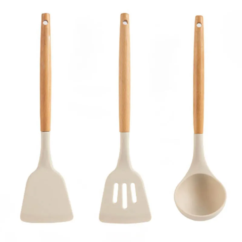 Silicone Spatulas with Wooden Handle - Three Piece Set media 6